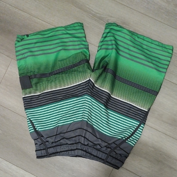 Green and Black Striped Swim Shorts - Picture 4 of 7